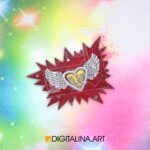 «Cyberboom flying heart» брошь